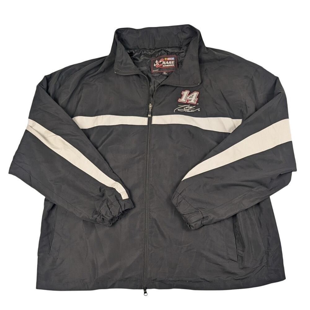 Vintage Tony Stewart #14 Nascar Racing Chase Windbreaker Black Jacket Size 2XL